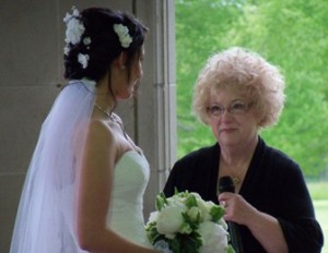 A thoughtful ceremony moment between the bride and me