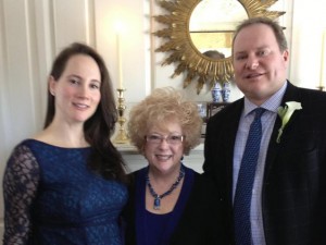 CT Officiant Zita Christian with newlyweds after their private ceremony at a family residence in Fairfield, CT
