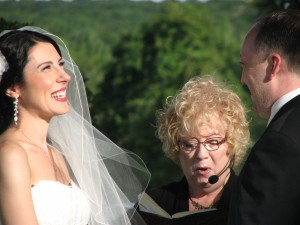 The bride takes in the joy of the moment