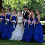 Bride Groom and bridal party pretty in blue