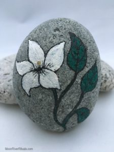 Orange blossom painted on a stone