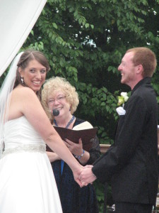 Allison & Kevin appreciate the humor in their love story written by CT Officiant Zita Christian