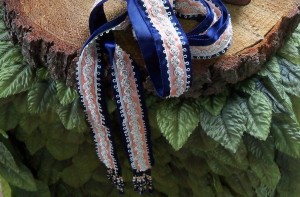 Custom handfasting cord in navy and peach made by CT Officiant Zita Christian