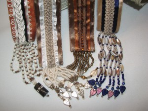 Beaded fringe on 4 handfasting cords in shades of brown